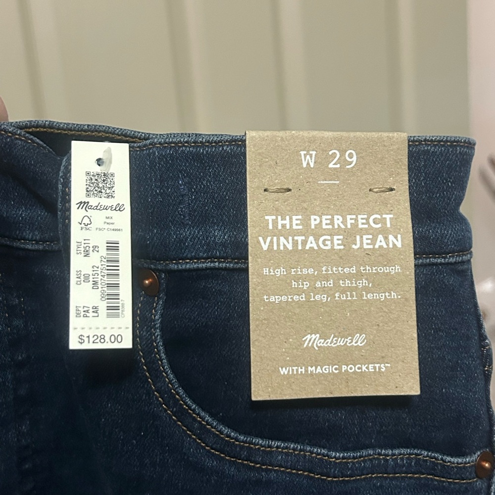 Madewell Size 29 Perfect Vintage Jeans NWT